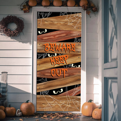 Spider Web Wooden Door Cover for Halloween