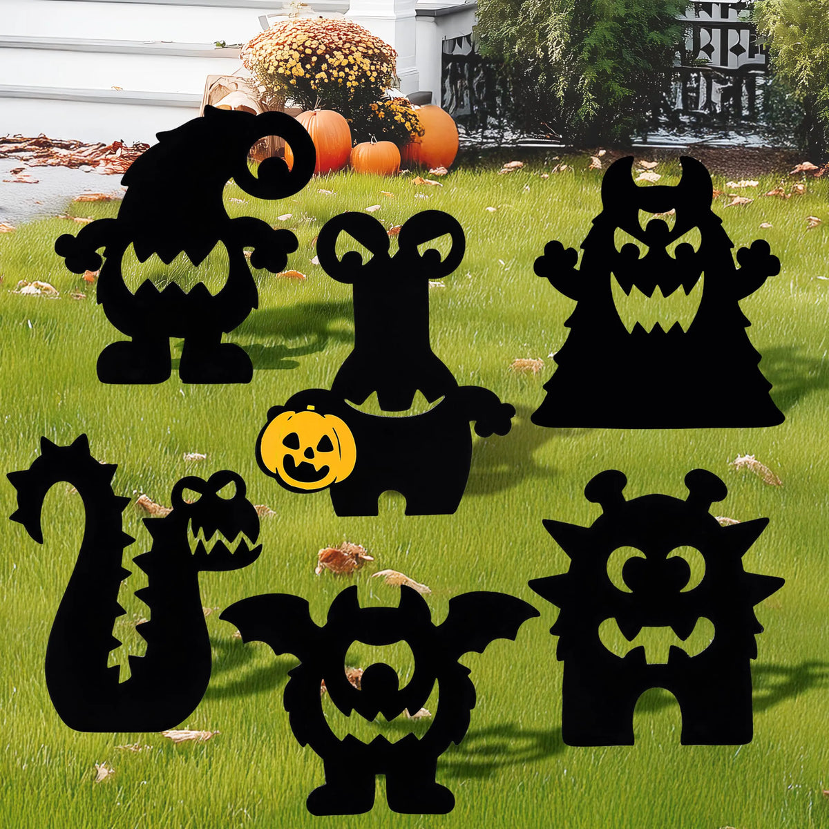 6-Pack Monster Yard Stakes for Halloween Lawn Decor