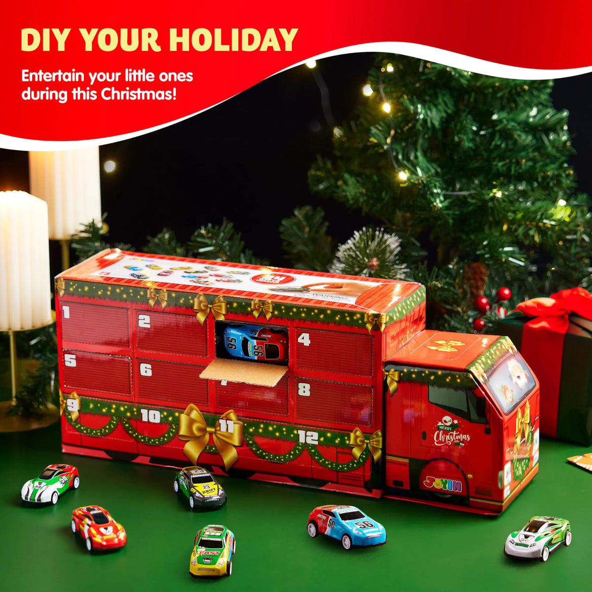 24 Days of Christmas Advent Calendar with Pull-Back Vehicles