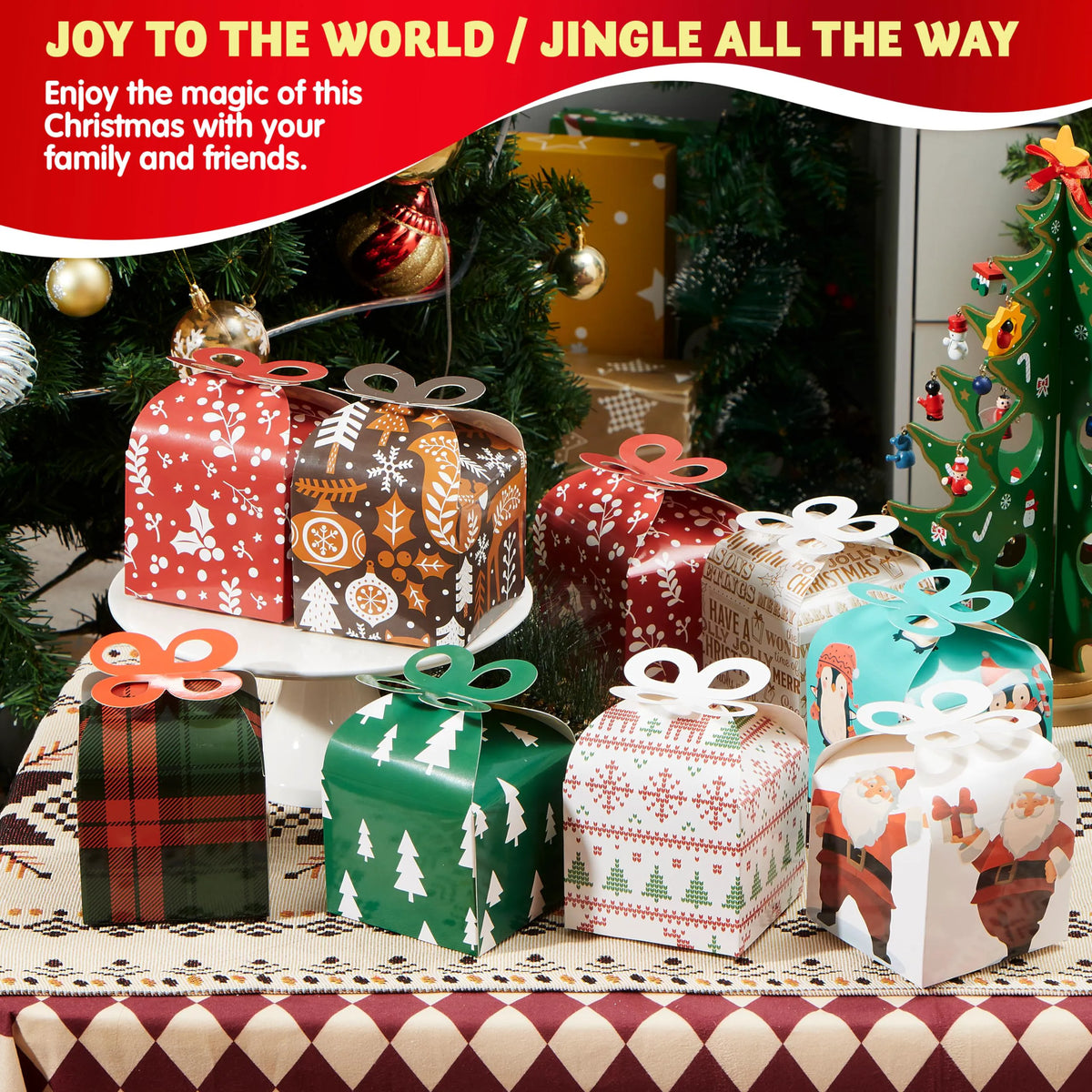 36 Pack Christmas Goody Gift Boxes with Bows