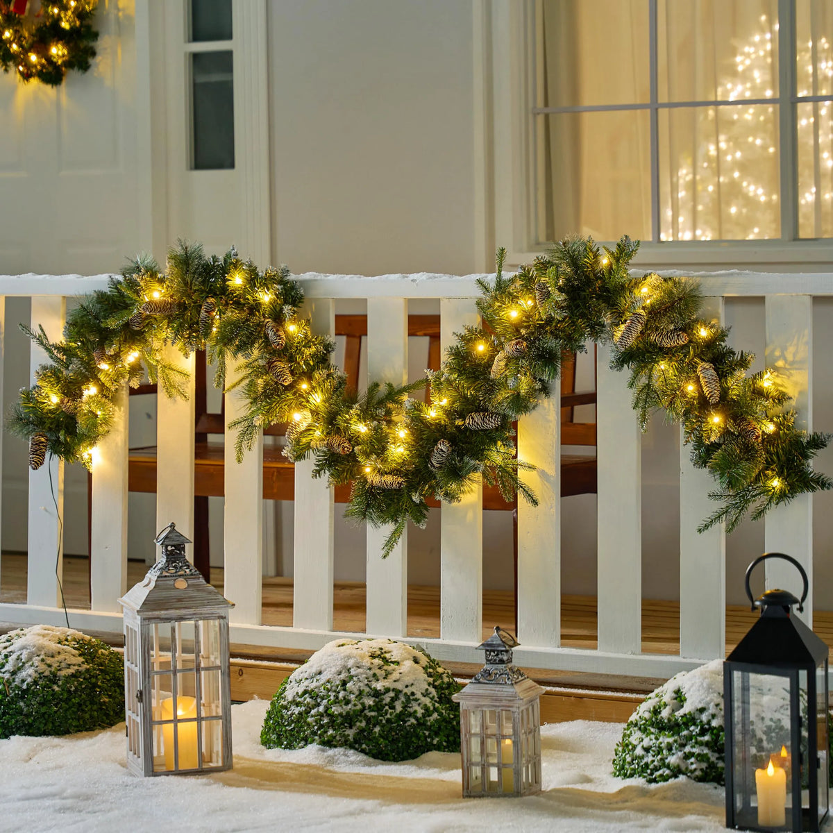 9-Foot Flocked Christmas Garland with Pine