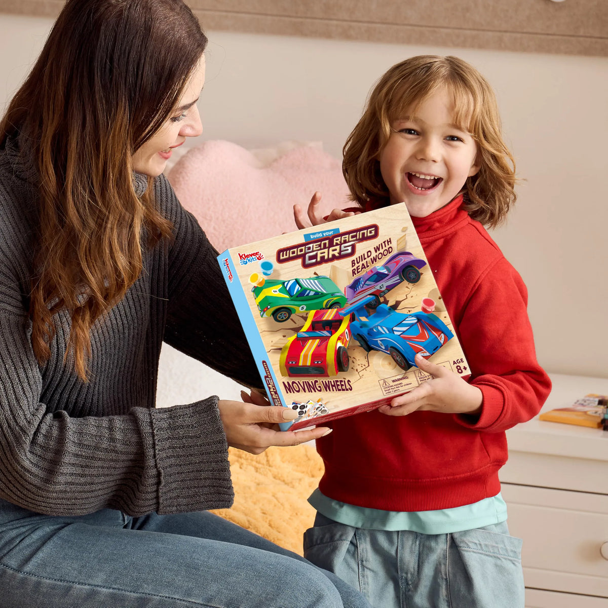 4 DIY Wooden Race Cars - Build & Paint Your Own Wood Craft Kit