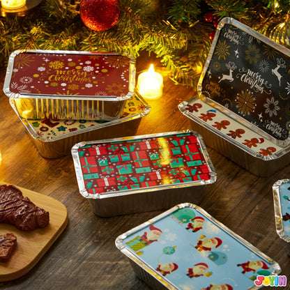 36-Pack Christmas Foil Containers with Lids