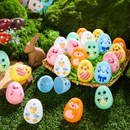 24 Multicolor Plastic Animal Easter Eggs