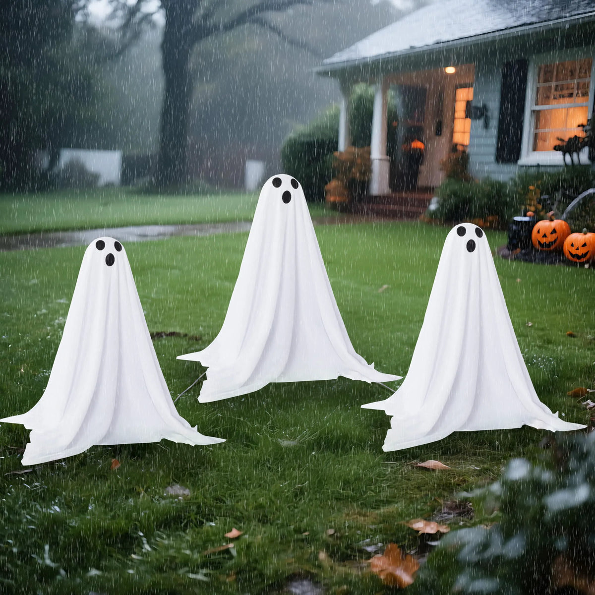 3-Piece Halloween Outdoor Ghost Pathway Lights