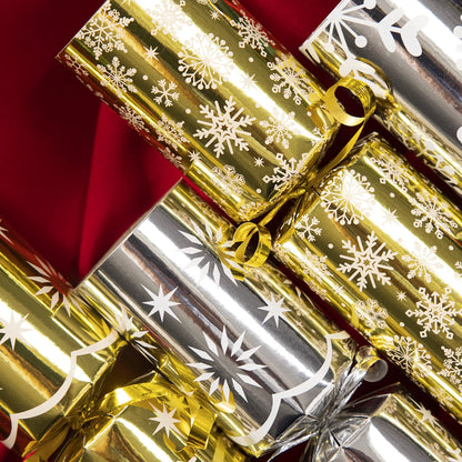 Gold & Silver Snowflake Christmas Party Favors (10in, 8 Pack)