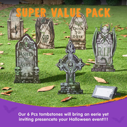 Glow-in-the-Dark Halloween Graveyard Tombstones for Outdoor Decor