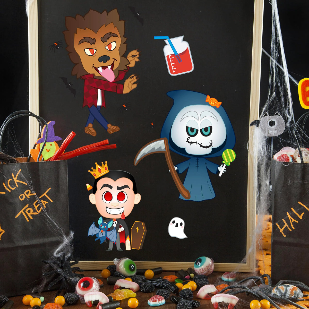 24 Halloween Make-a-Face Stickers - Party Favors for Kids