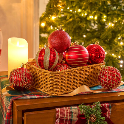 12-Piece Set of 3.15-Inch Red and Gold Christmas Ball Ornaments