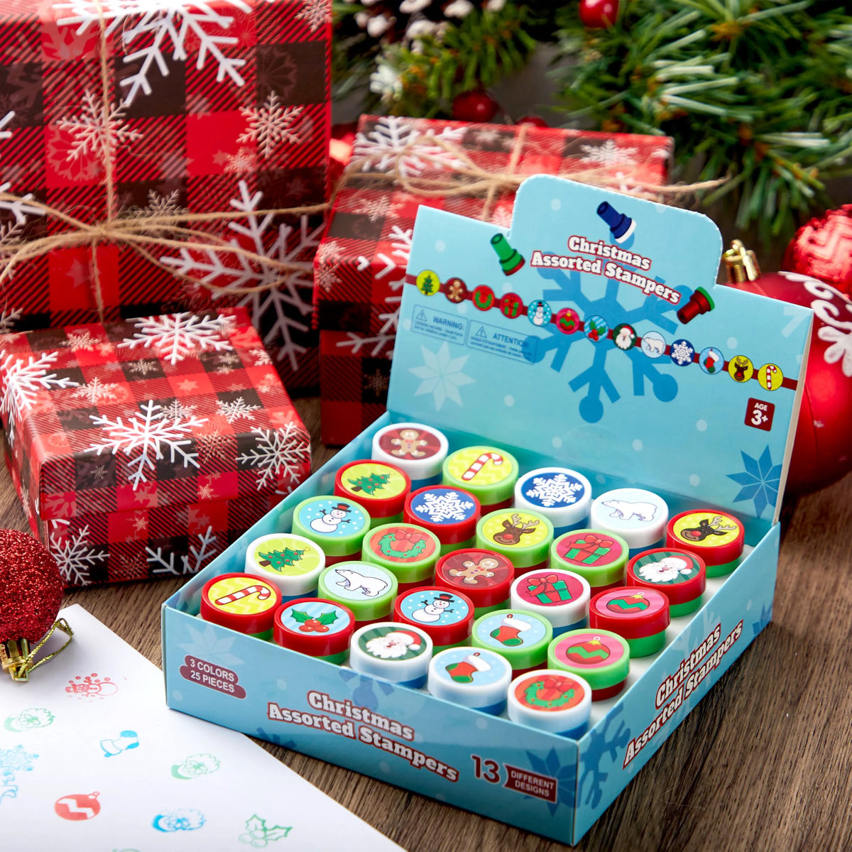 25 Christmas Rubber Stamps for Kids Gift