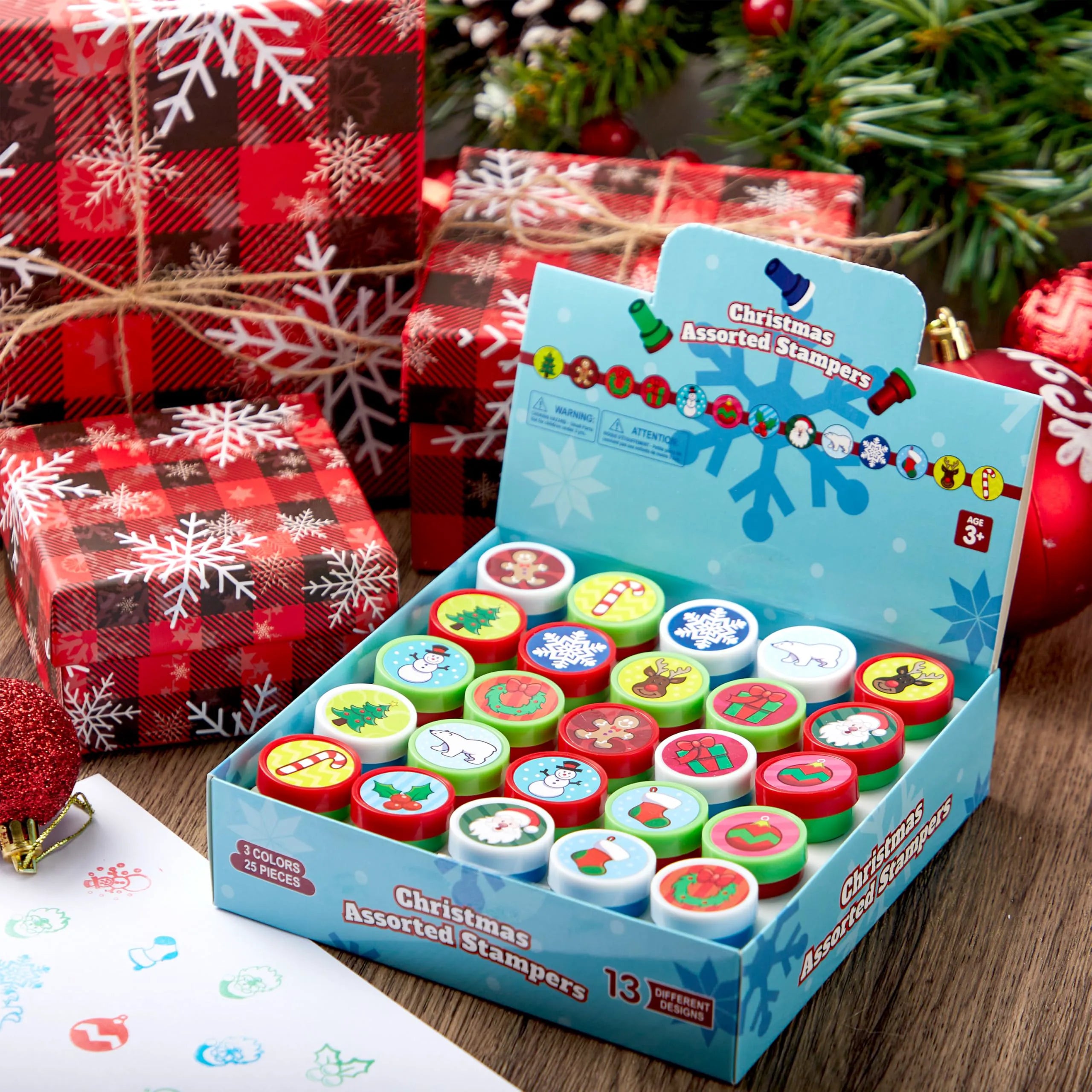 25 Christmas Rubber Stamps for Kids Gift