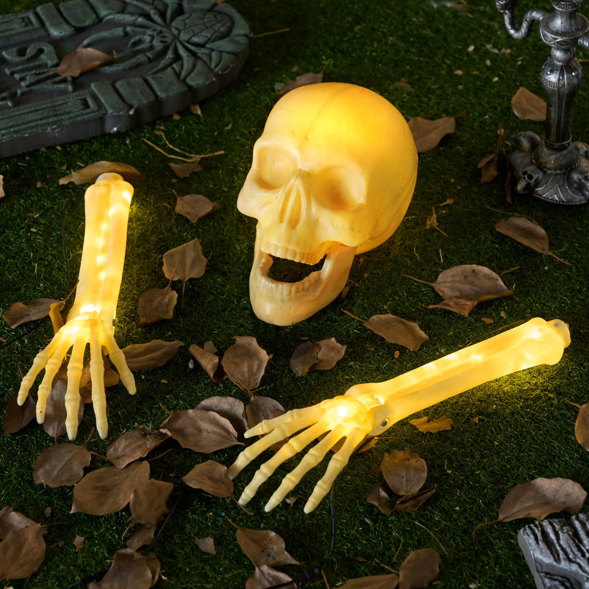 3-Piece Halloween Skeleton Decoration Set for Outdoor Use