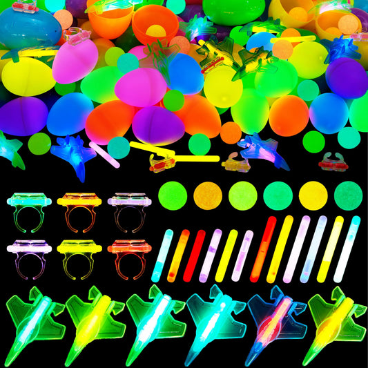 80 Glow-in-the-Dark Easter Eggs with Toys for Kids - Egg Hunt, Party Favors & Class Prizes