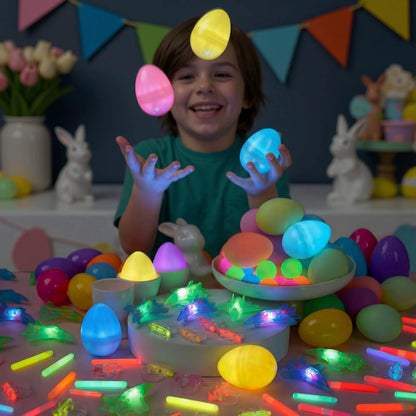 80 Glow-in-the-Dark Easter Eggs with Toys for Kids - Egg Hunt, Party Favors & Class Prizes