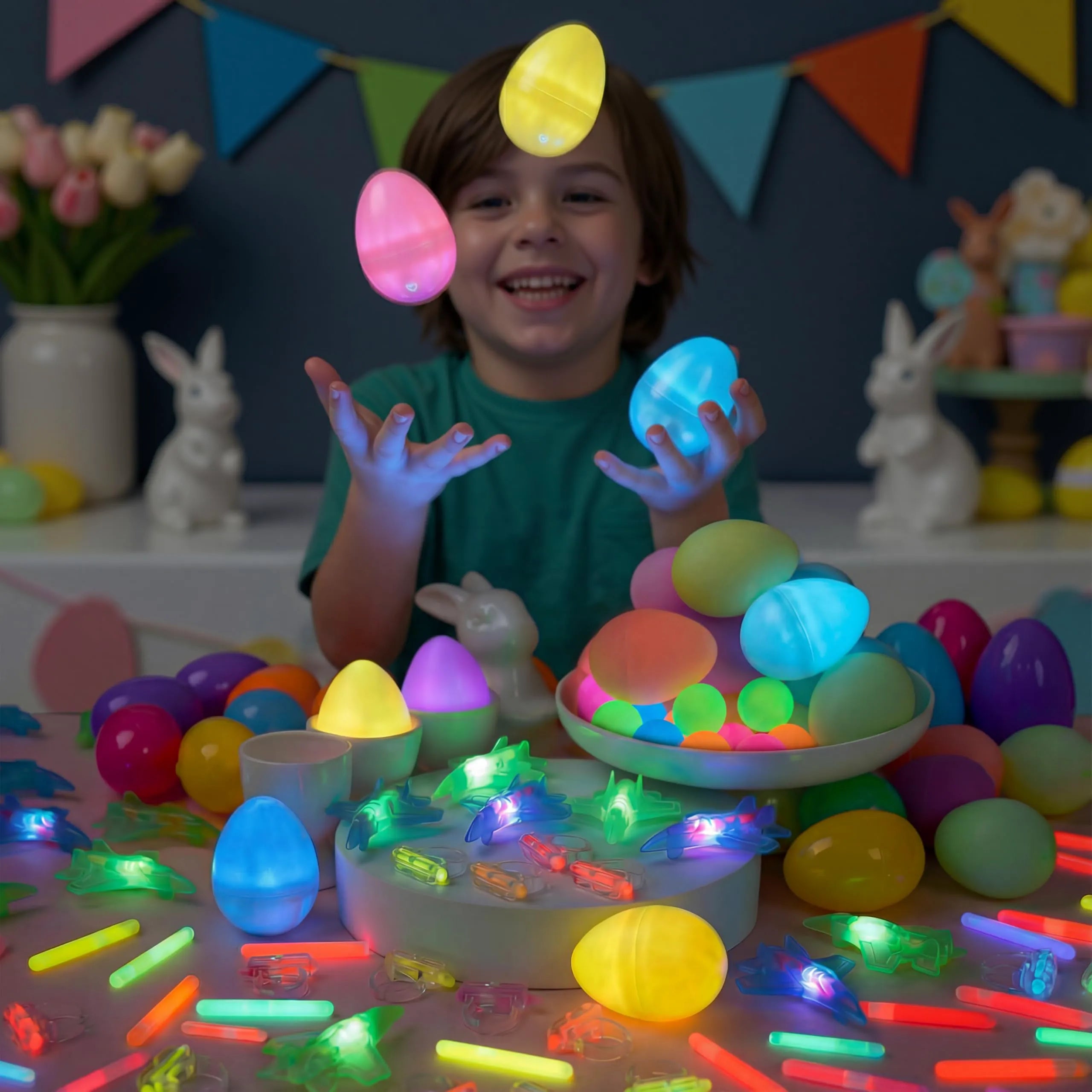 80 Glow-in-the-Dark Easter Eggs with Toys for Kids - Egg Hunt, Party Favors & Class Prizes