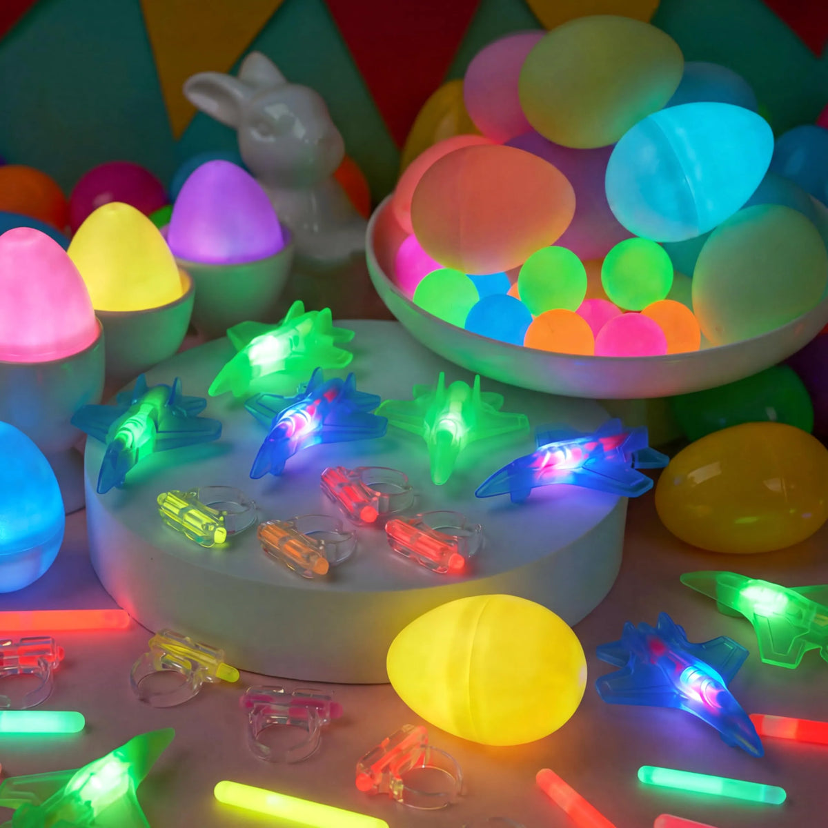 80 Glow-in-the-Dark Easter Eggs with Toys for Kids - Egg Hunt, Party Favors & Class Prizes