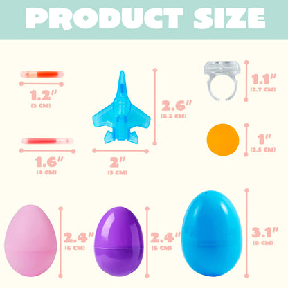 80 Glow-in-the-Dark Easter Eggs with Toys for Kids - Egg Hunt, Party Favors & Class Prizes