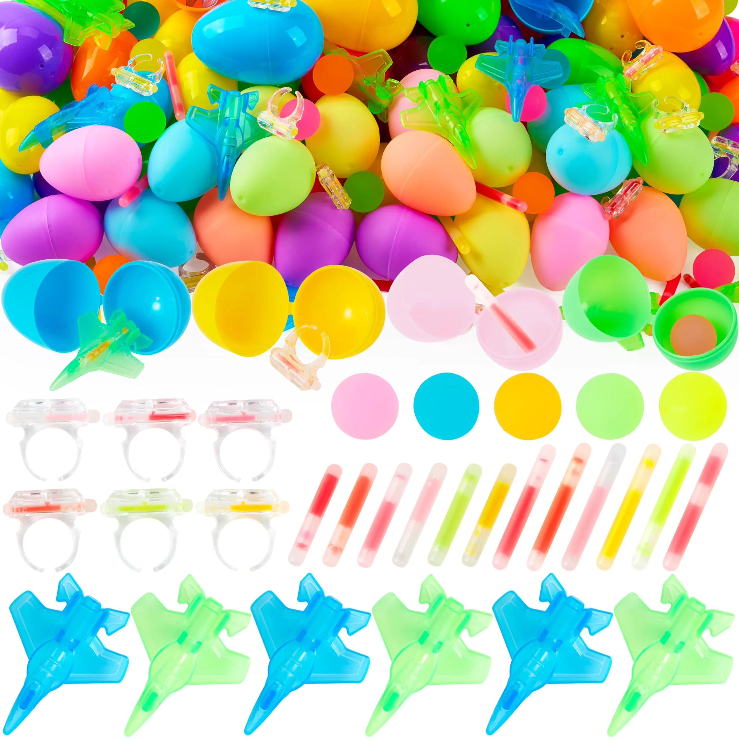 80 Glow-in-the-Dark Easter Eggs with Toys for Kids - Egg Hunt, Party Favors & Class Prizes
