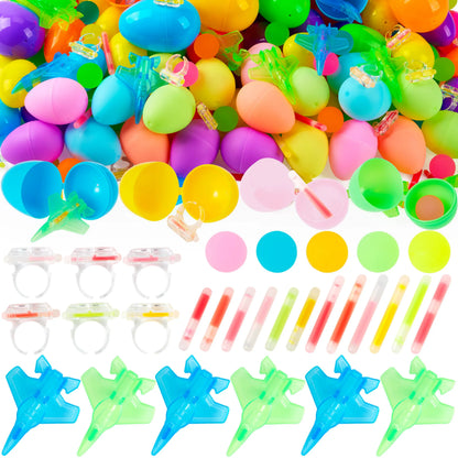 80 Glow-in-the-Dark Easter Eggs with Toys for Kids - Egg Hunt, Party Favors & Class Prizes