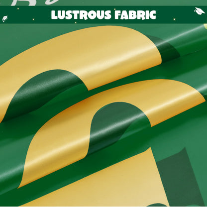 JOIN 3-Piece Graduation Decorations Class of 2025 - Green & Gold Satin Congrats Grad Banner Set for College Party Backdrop, Porch Hanging Supplies Indoor Outdoor