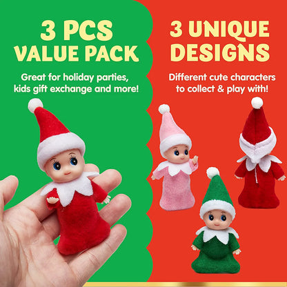 Green, Pink, and Red Tiny Baby Elf Doll for Christmas