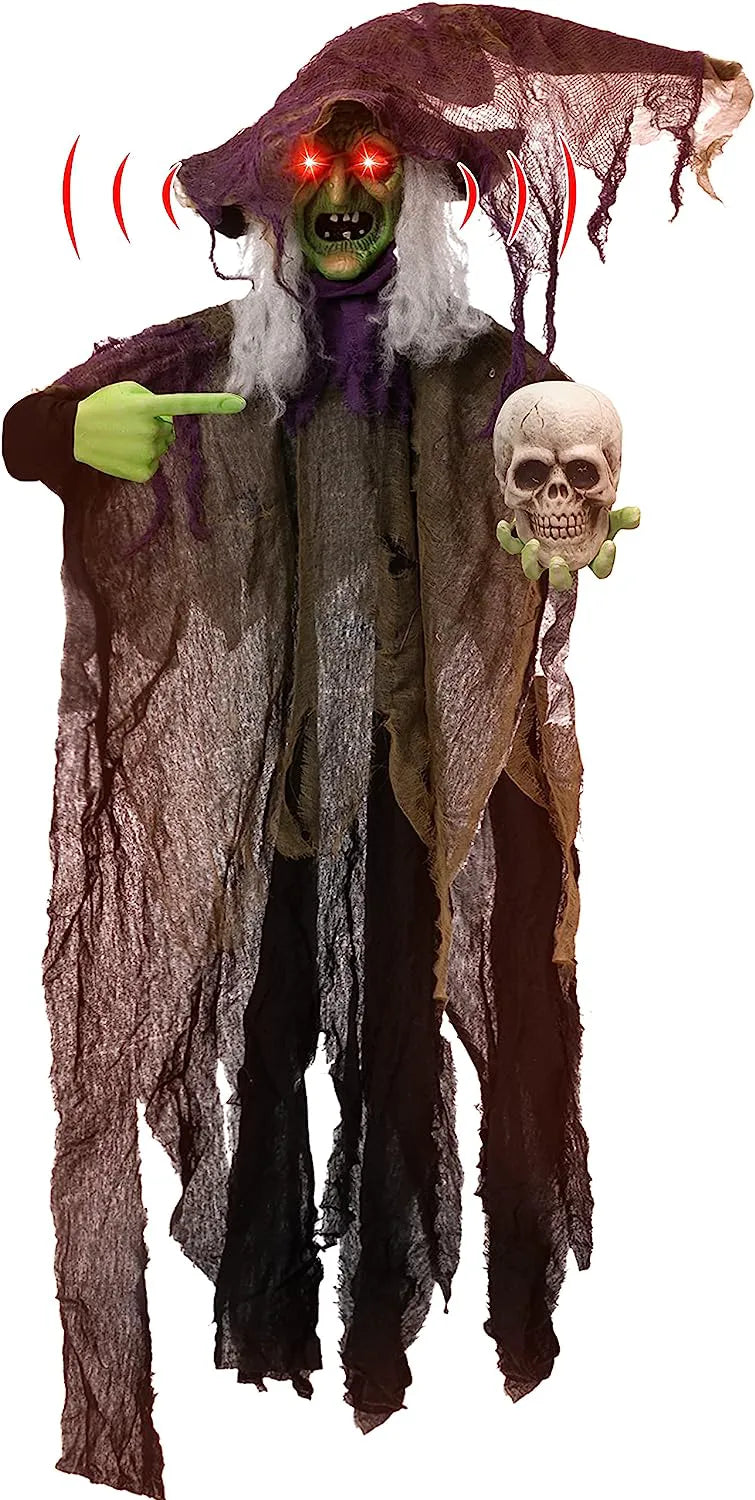 85in Animated Witch Holding a Skull