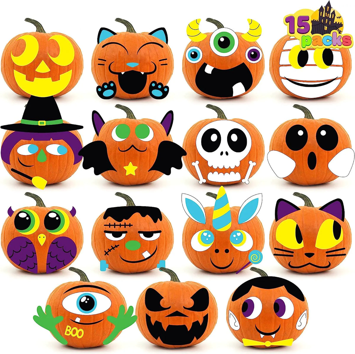 15 Pack Foam Pumpkin Stickers