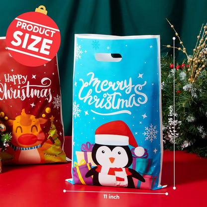 72 PCS Christmas Plastic Goodie Bags with Handles