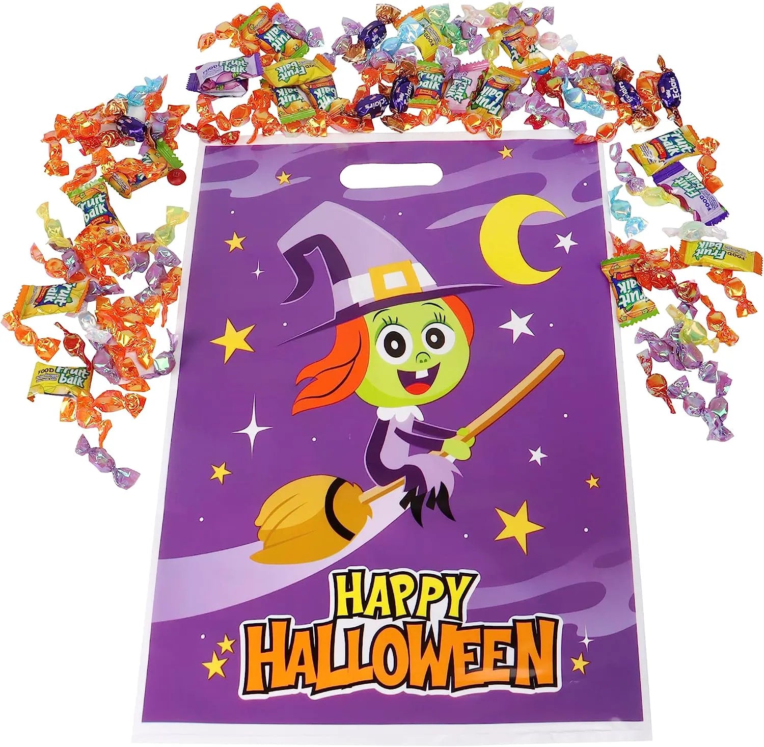 Halloween-Themed Plastic Candy Bags, 72 Count