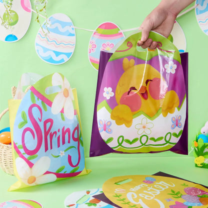 JOYIN 48 Pack Easter Drawstring PE Bags - Bunny & Chick Easter Treat Bags for Kids Party Supplies