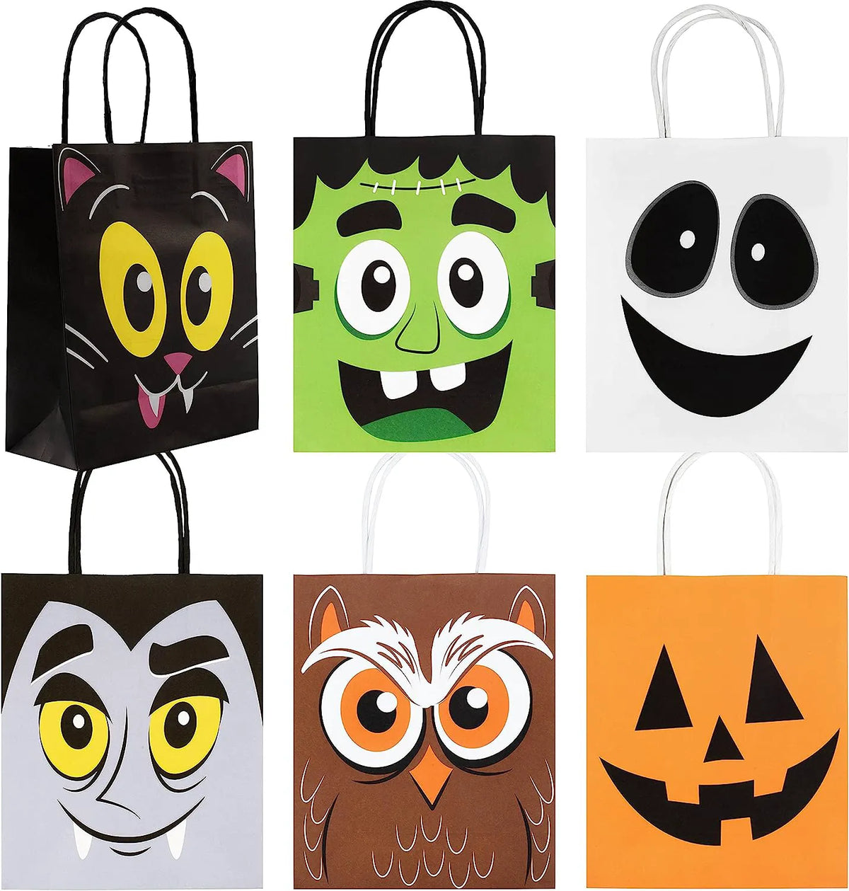 Halloween Colorful Bags with Handles, 24 Pack