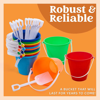 SLOOSH Beach Buckets with Sand Shovels, 12 Sets