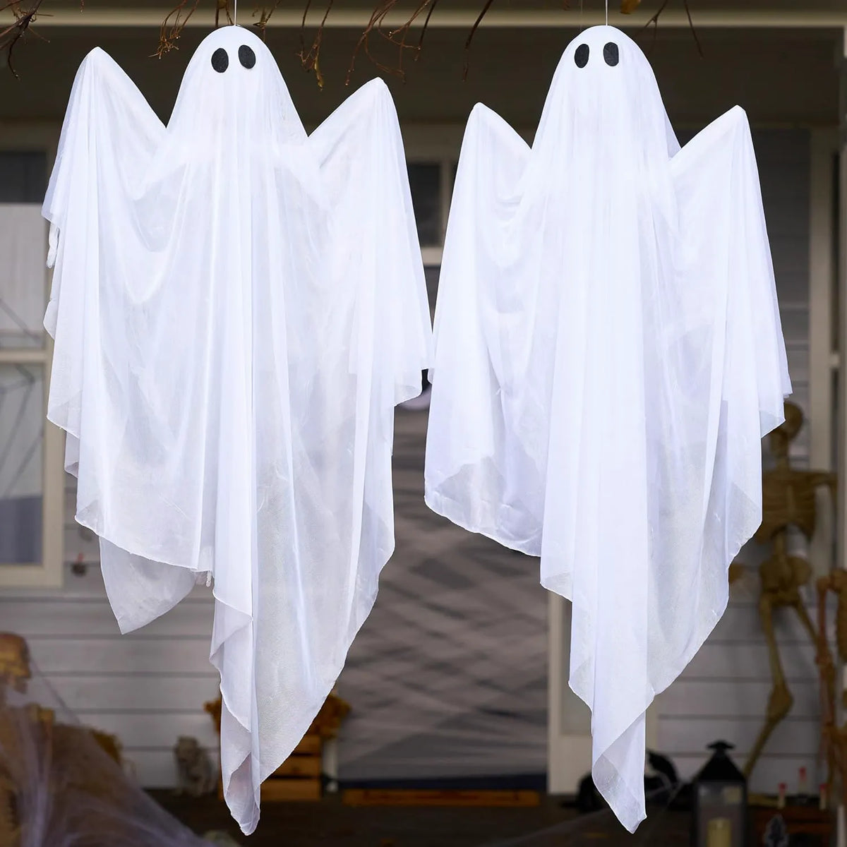 35.5-Inch Halloween Hanging Ghost with Purple LED Light