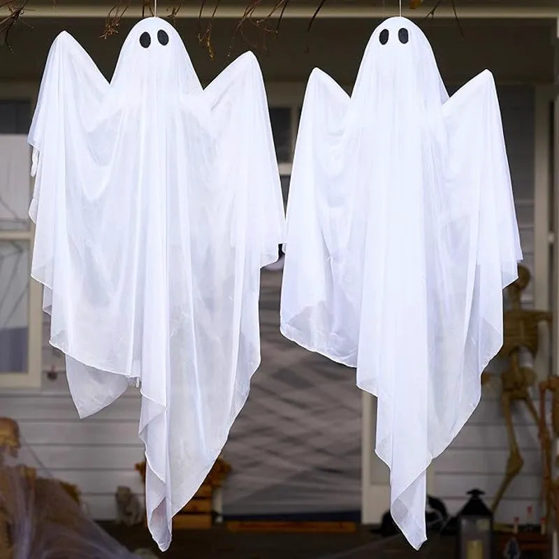 2 Pack 35.4" Halloween Hanging Ghost with Blue LED Lights