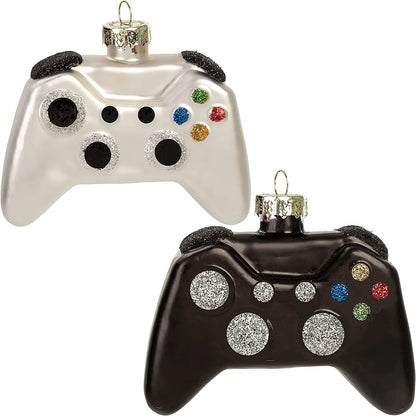 Black and White Christmas Tree Game Controller Ornament