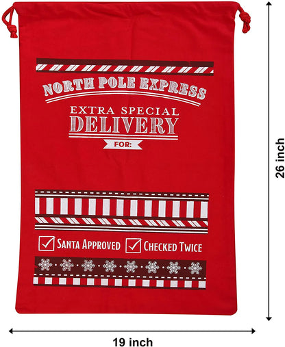 Large Santa Drawstring Bags, Set of 3
