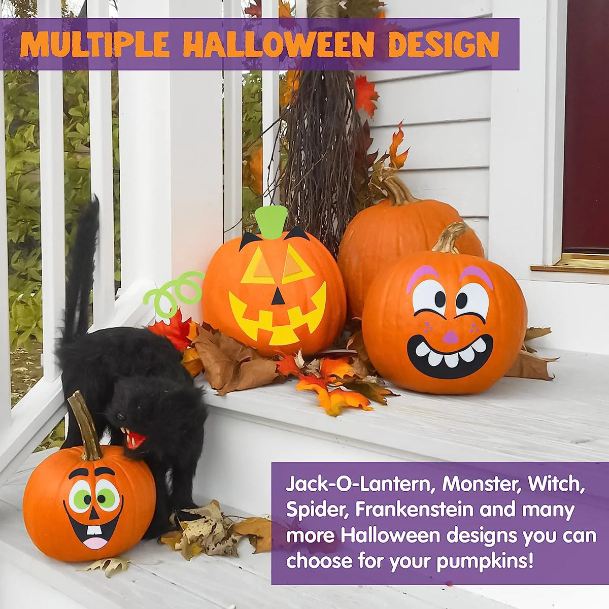 16-Piece Foam Halloween Pumpkin Decorating Craft Kit