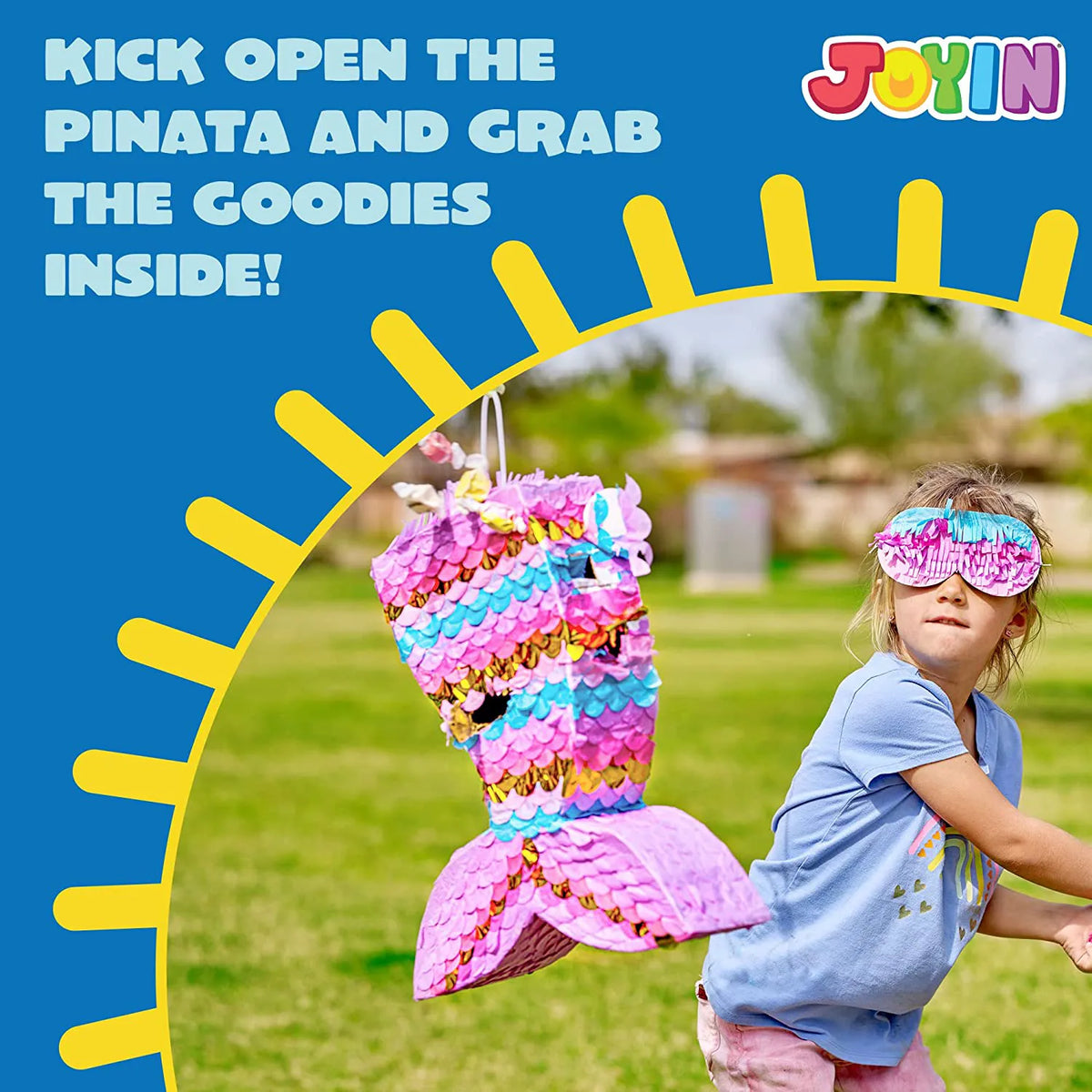 Mermaid Pinata Set with Plastic Bat and Paper Blindfold
