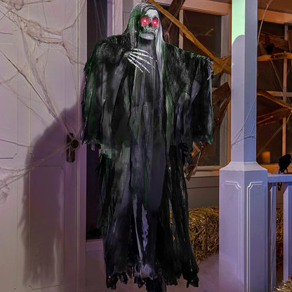 59-Inch Hanging Grim Reaper with Glowing Eyes and Creepy Sound