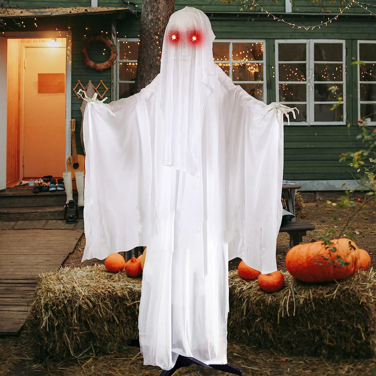 68-Inch Animated Ghost with Skeleton Hands