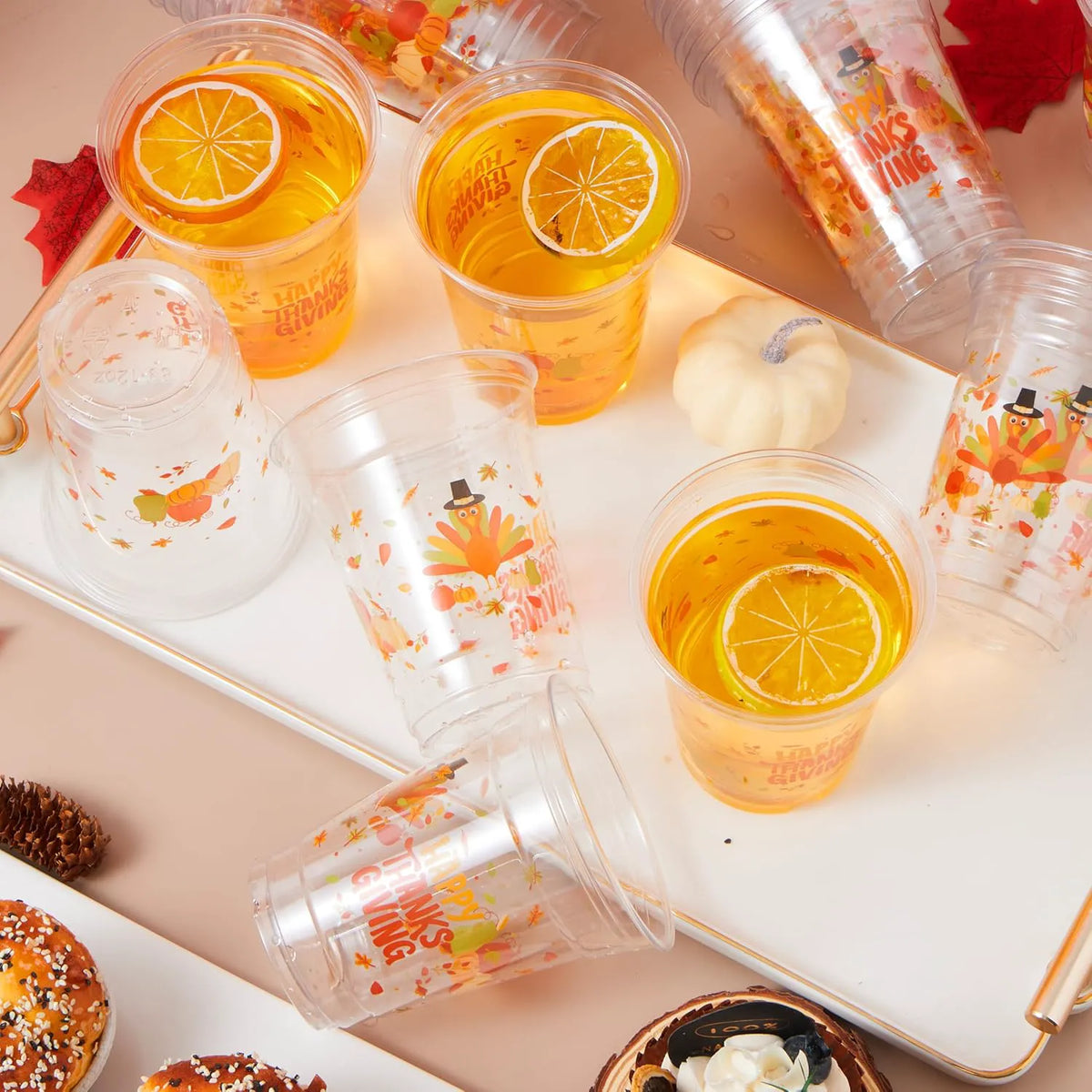 72-Pack Thanksgiving Disposable Plastic Cups