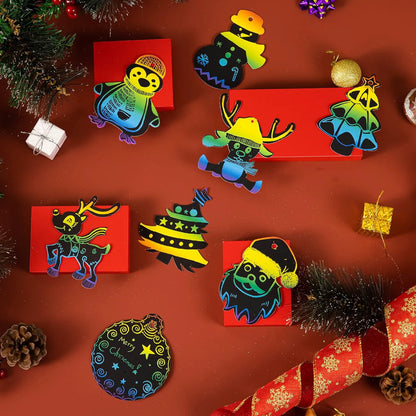 48 Christmas Scratch Art Ornaments