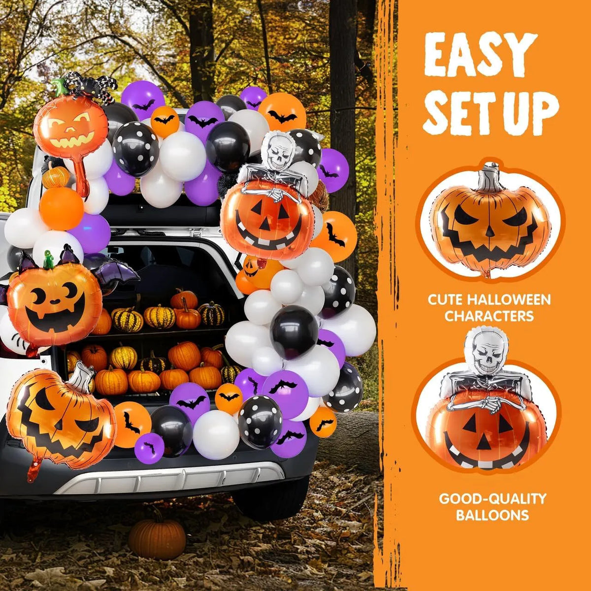 Halloween Trunk-or-Treat Car Decoration Kit with Pumpkins