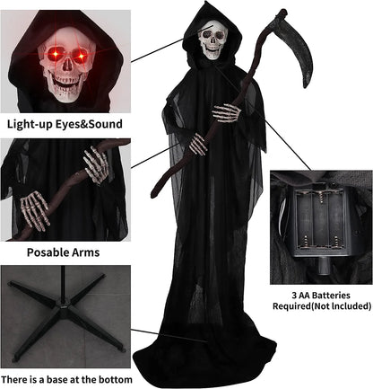 64.5in Animated Standing Grim Reaper for Halloween
