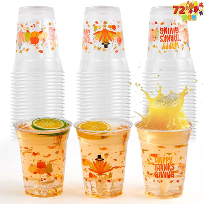 72-Pack Thanksgiving Disposable Plastic Cups