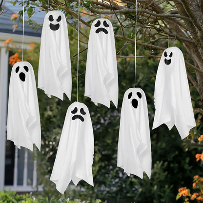 6-Pack Hanging Ghosts Halloween Decorations for Outdoor Use