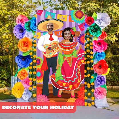 Cinco de Mayo Fiesta Couple Photo Door Banner, 36x72 Inches