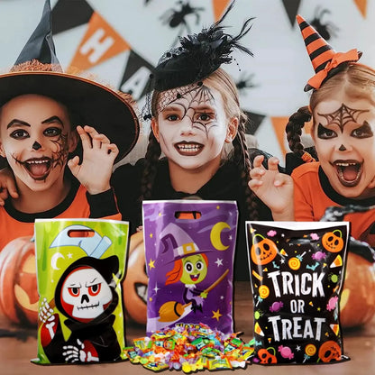Halloween-Themed Plastic Candy Bags, 72 Count