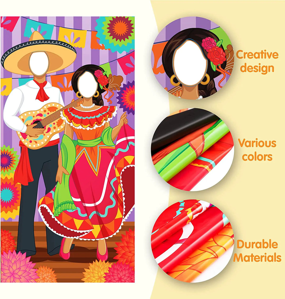 Cinco de Mayo Fiesta Couple Photo Door Banner, 36x72 Inches