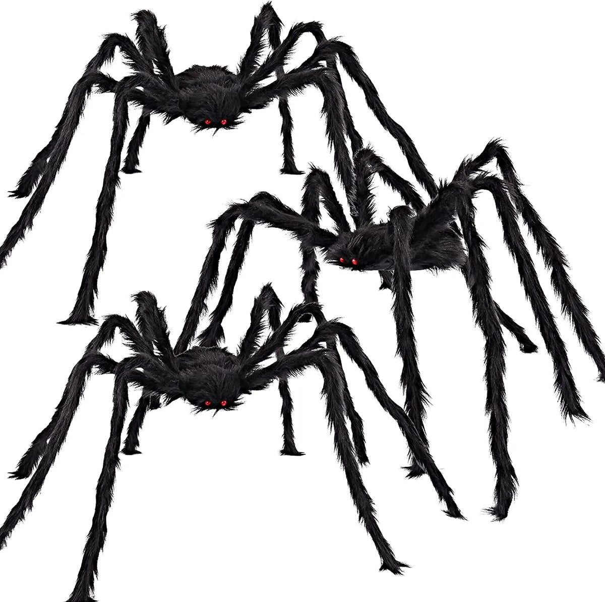 3-Pack Realistic Hairy Halloween Spiders